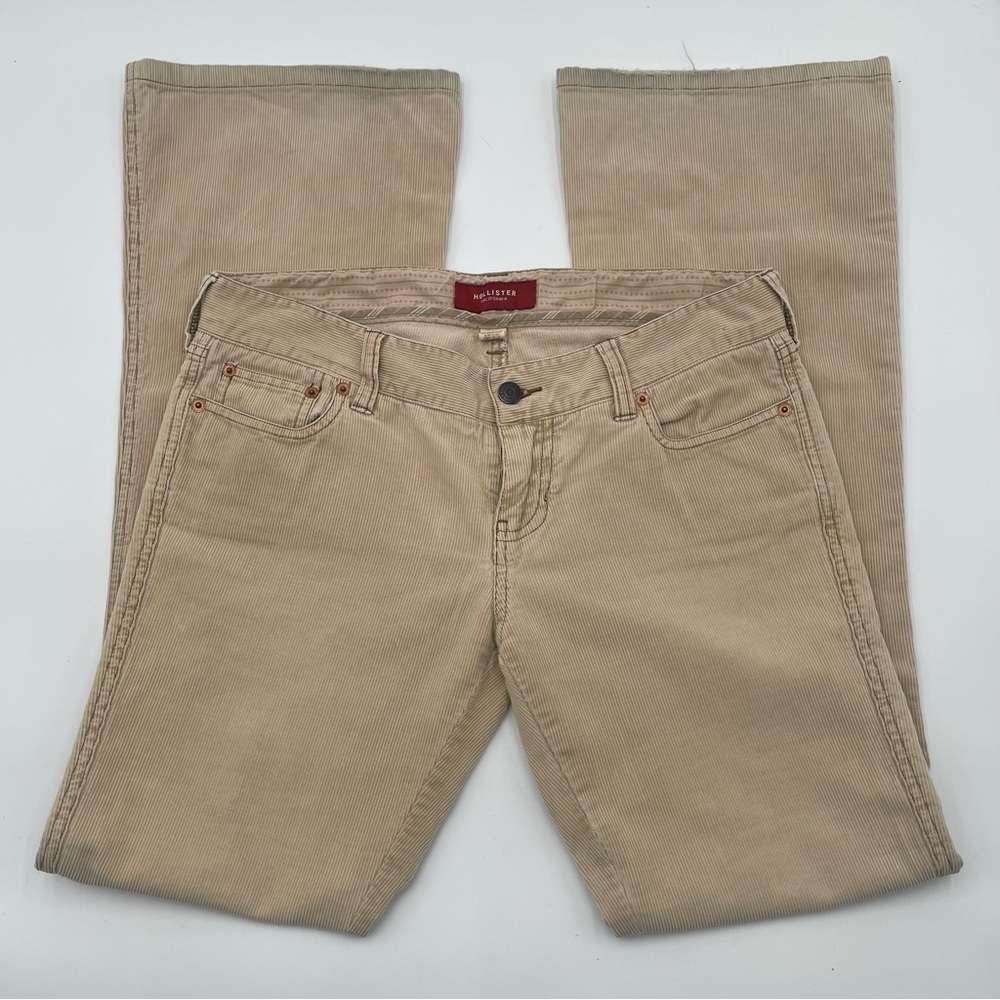 Vtg Y2K Hollister Tan Corduroy Flare Pants Junior 5 Stretch Retro Low Rise